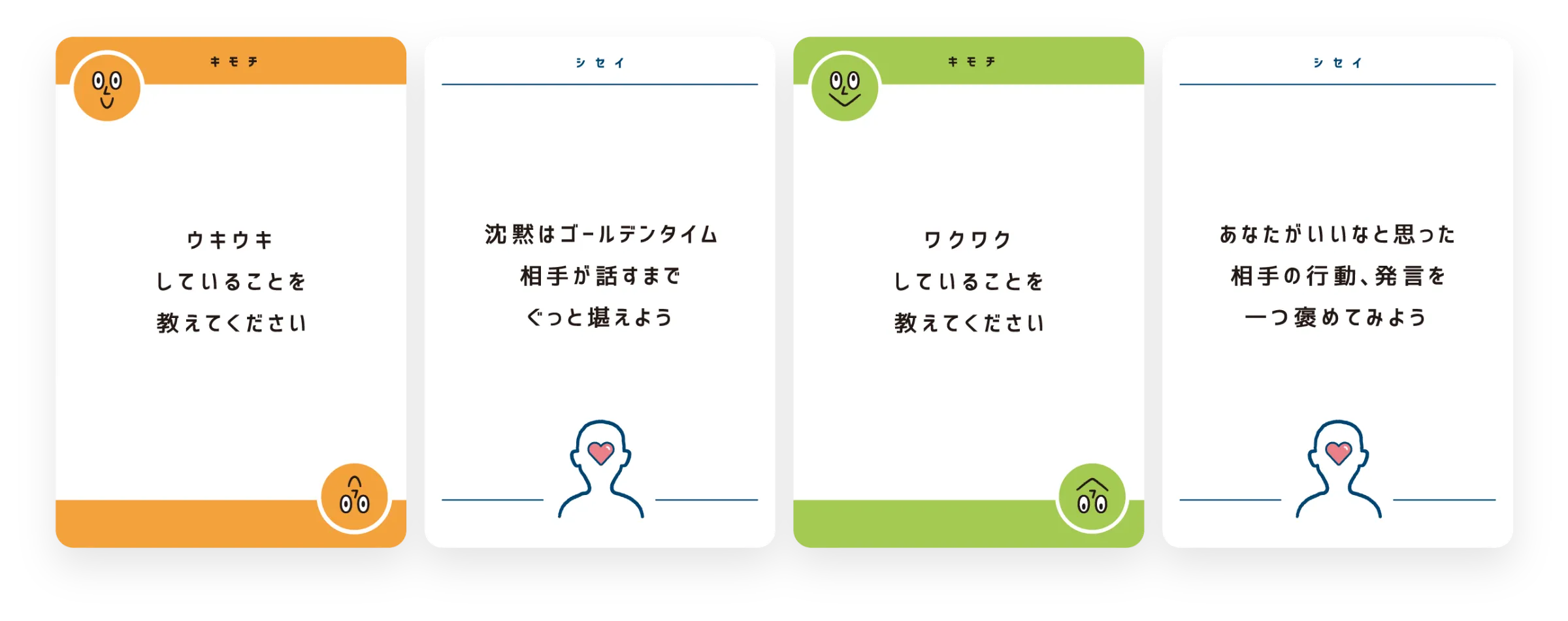 キモチカードとシセイカードの例