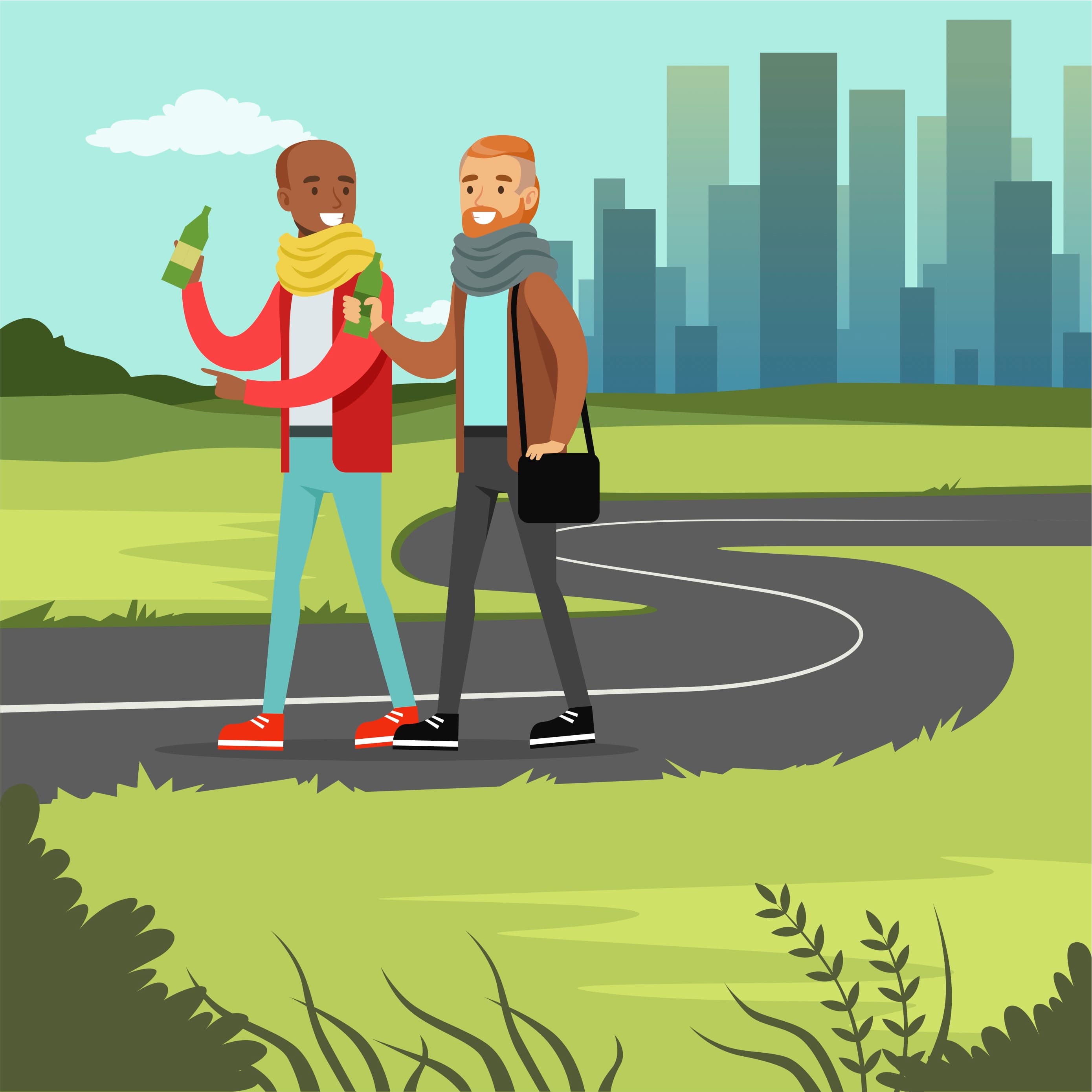 散歩休憩をとる